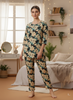 Black Lily Print Pajama Set for Women Soft & Breathable Loungewear