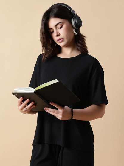 Black Magic Rib-Soft Cozy & Stylish Loungewear Set for Women