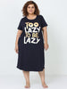 Midnight Blue Hosiery Cotton Plus Size Short Nighty For Women