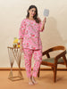 Blush Pink Bloom Cotton PJ Set for Women with Floral Print and Comfort Fit