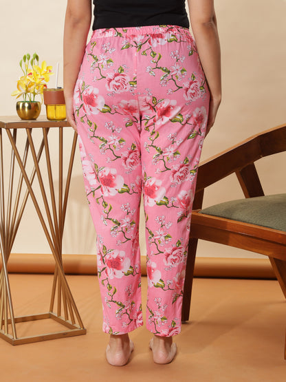 Blush Pink Bloom Cotton PJ Set for Women