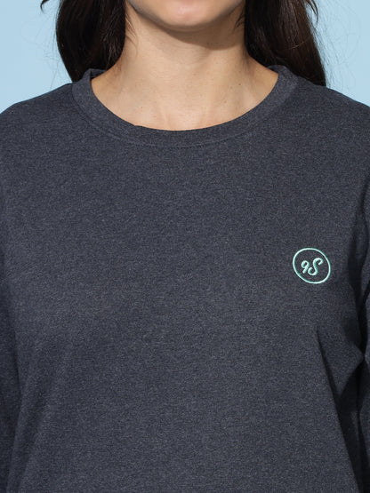 Premium Ash Charcoal Hosiery Cotton Track Suit for Women