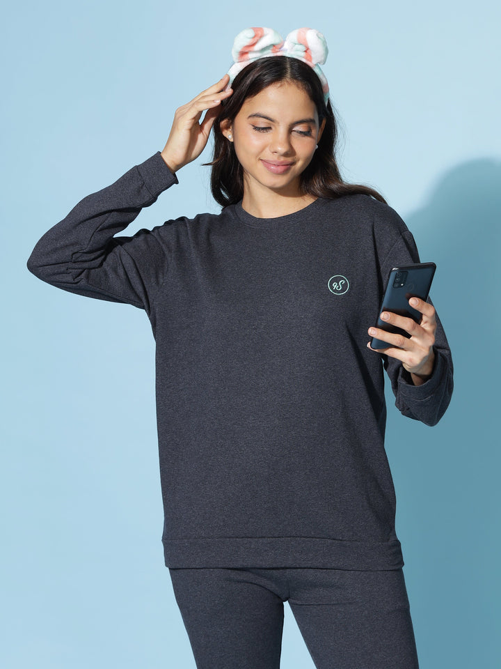 Premium Ash Charcoal Hosiery Cotton Track Suit for Women