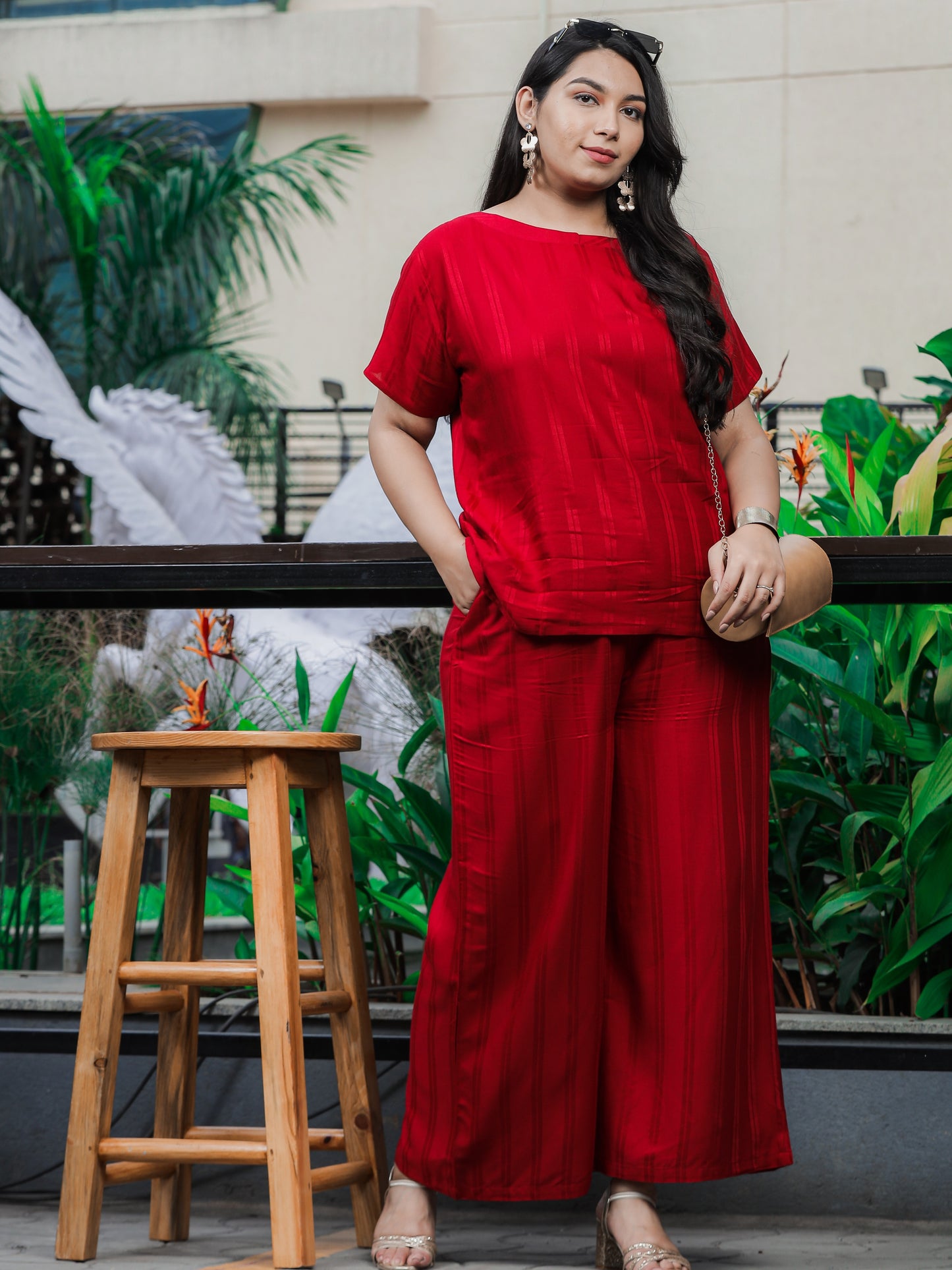 Premium Cherry Red Co-ord Set for Women