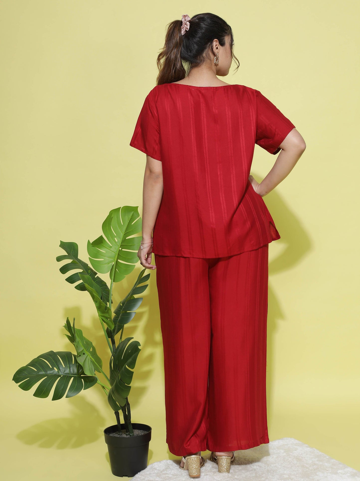 Premium Cherry Red Co-ord Set for Women