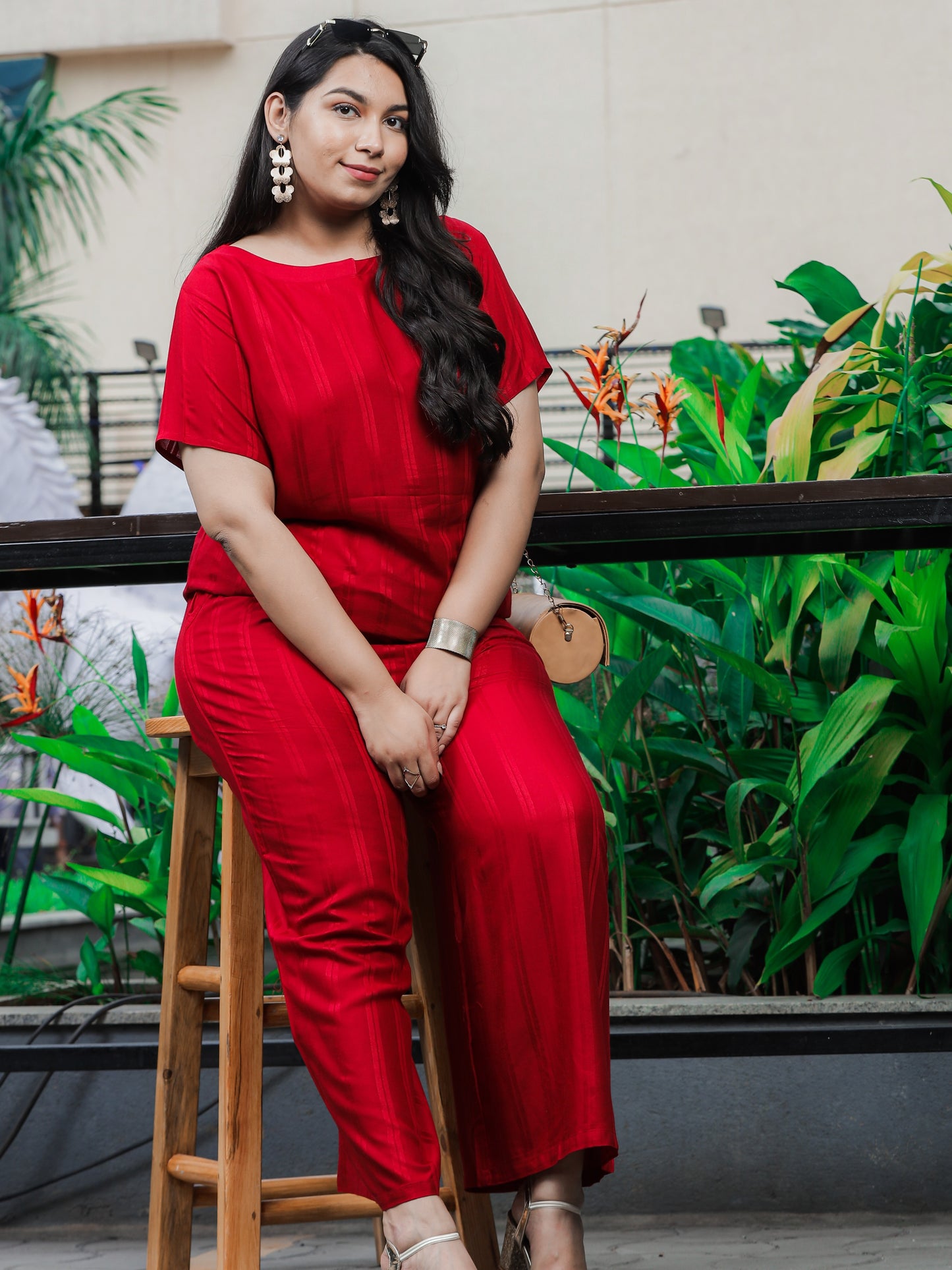 Premium Cherry Red Co-ord Set for Women