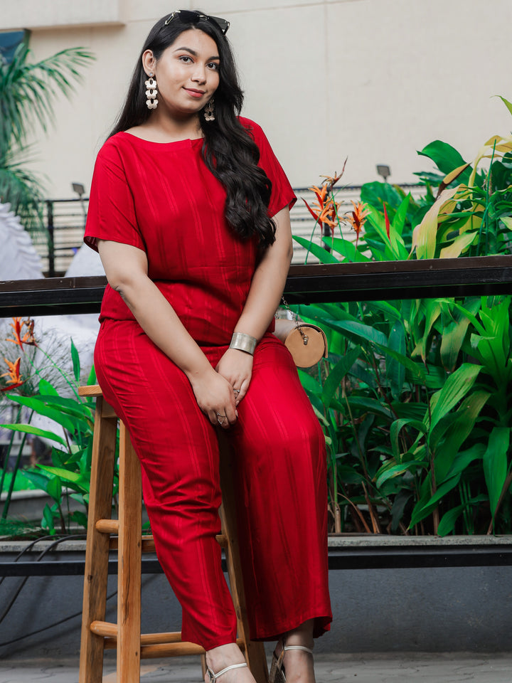 Premium Cherry Red Co-ord Set for Women