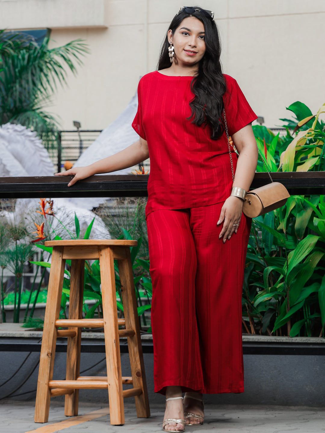 Premium Cherry Red Co-ord Set for Women