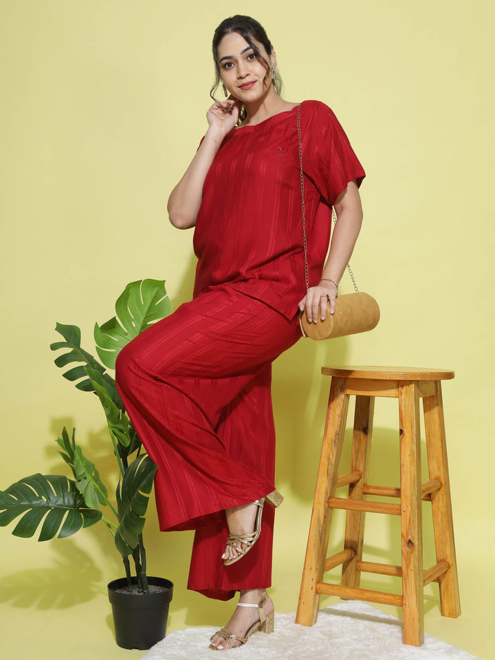 Premium Cherry Red Co-ord Set for Women