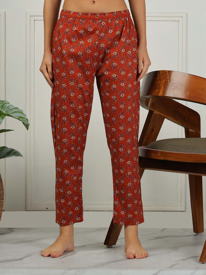 Clay Red Branded Pure Cotton Coord Set for Women