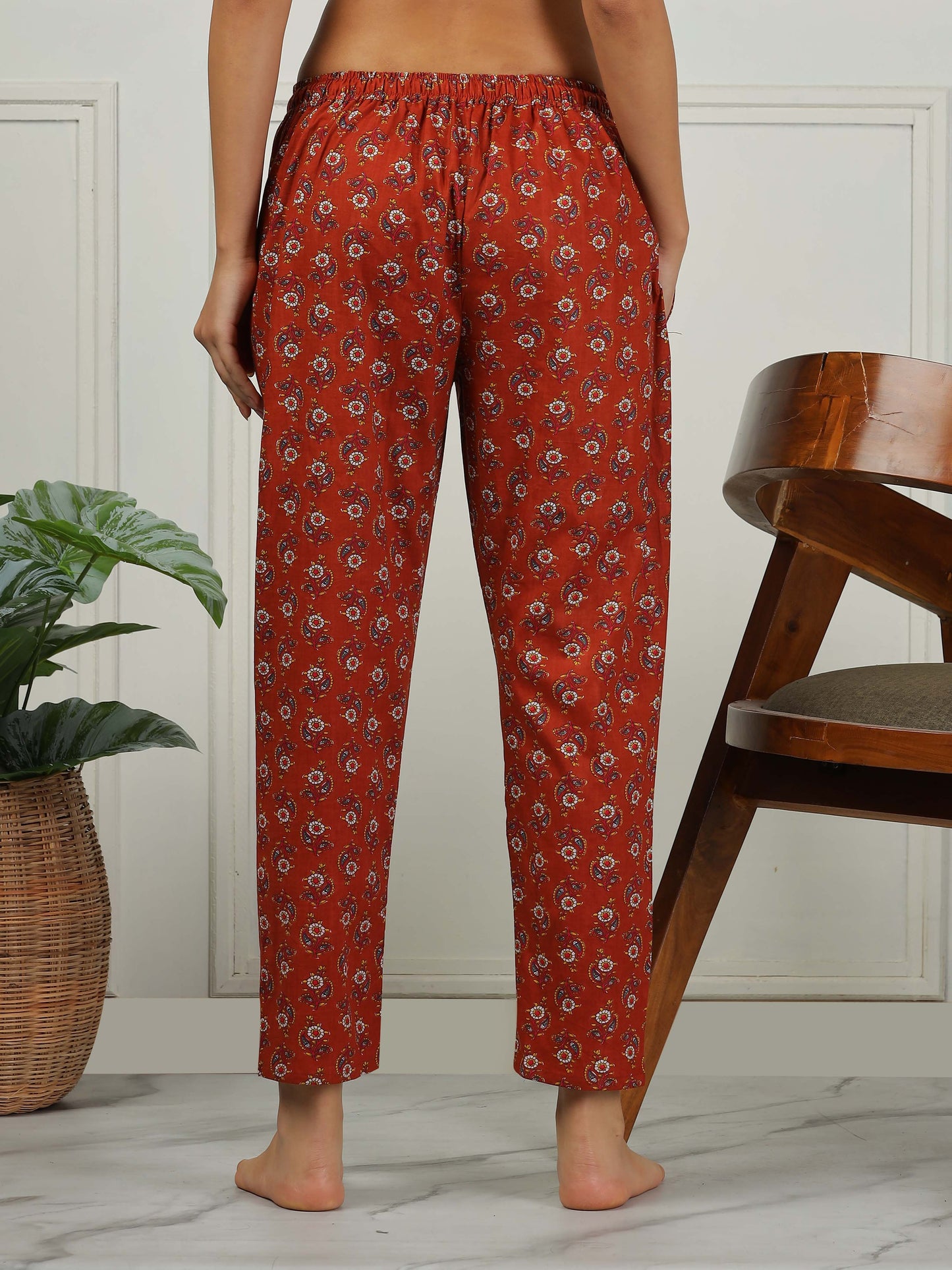 Clay Red Branded Pure Cotton Coord Set for Women