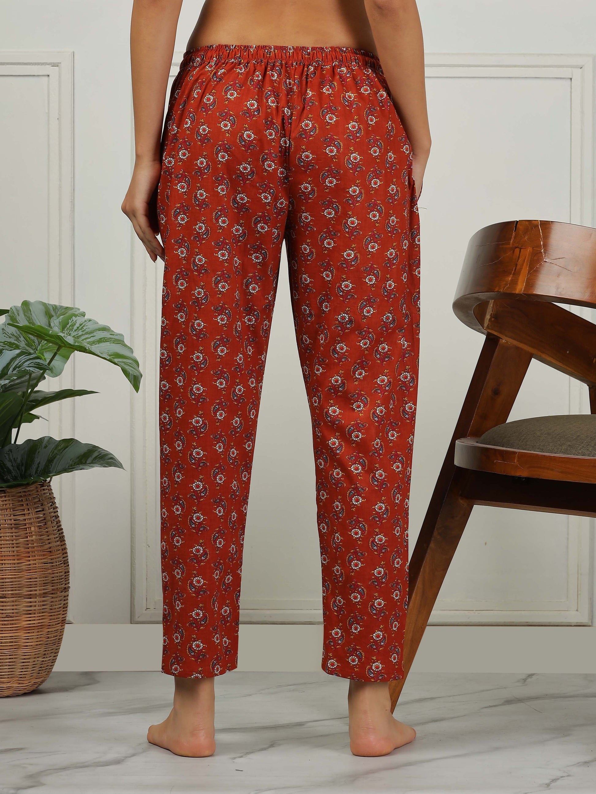 Clay Red Branded Pure Cotton Coord Set for Women