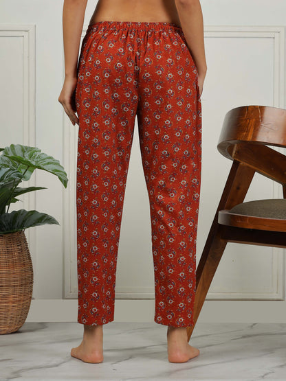 Clay Red Branded Pure Cotton Coord Set for Women