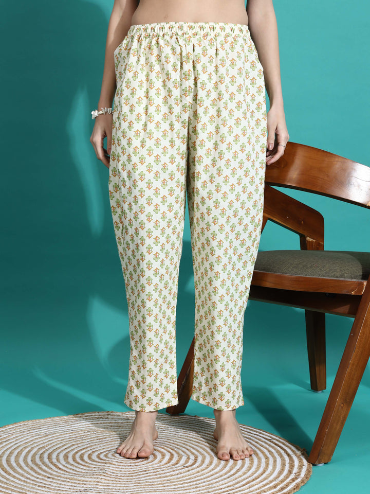 Cream Yellow Pure Cotton PJ Set for Women