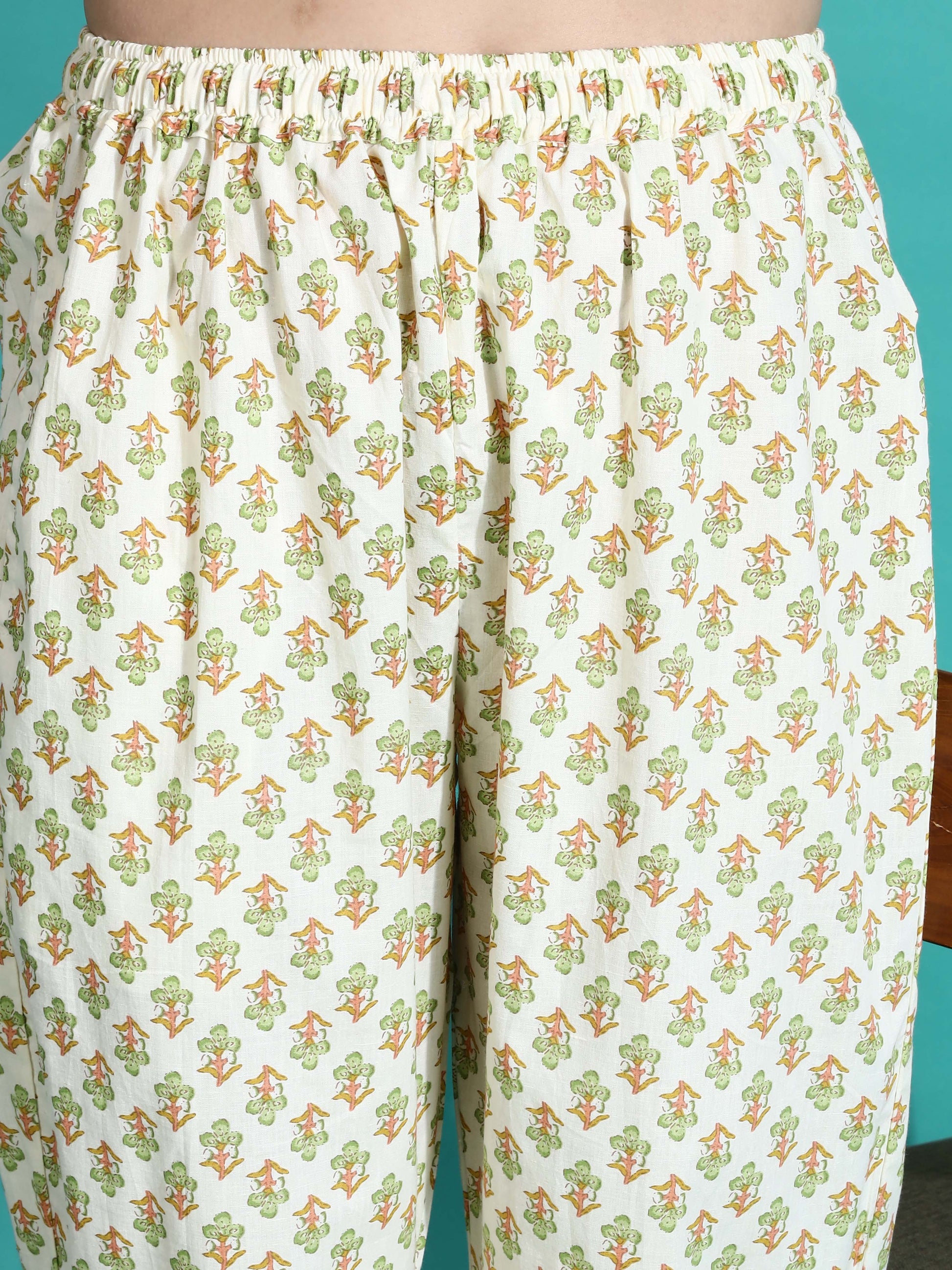 Cream Yellow Pure Cotton PJ Set for Women