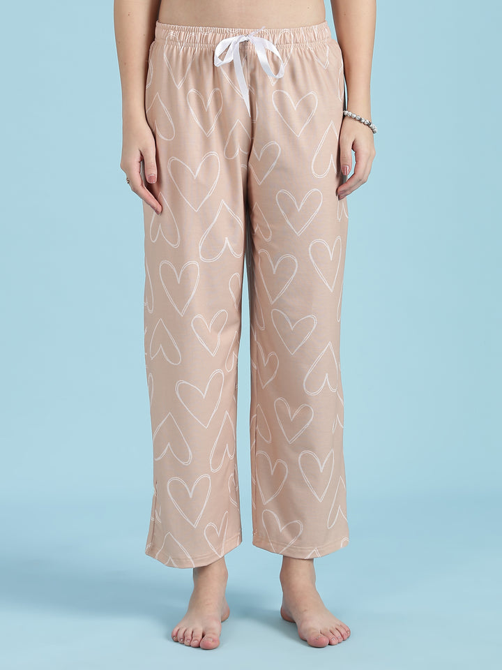 Creamy Heart Soft Stretch Pjs Womens Set In Premium Lycra