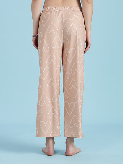 Creamy Heart Soft Stretch Pjs Womens Set In Premium Lycra