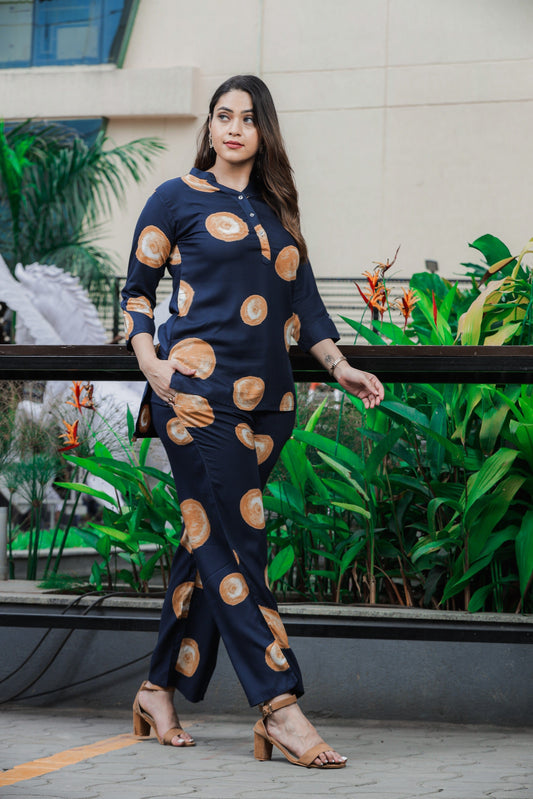 Deep Blue Delight Everyday Lounge Coord Set for Women