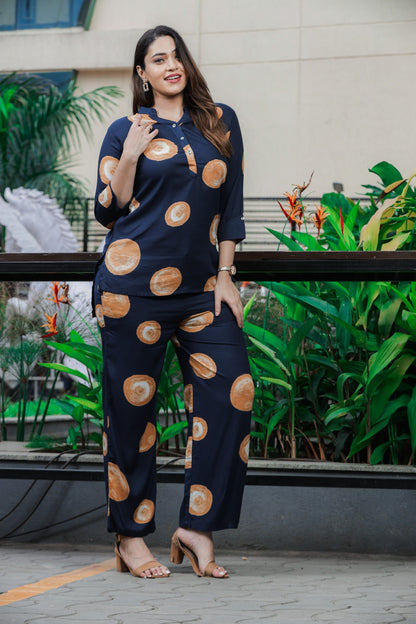 Deep Blue Delight Everyday Lounge Coord Set for Women