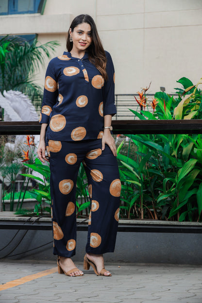 Deep Blue Delight Everyday Lounge Coord Set for Women