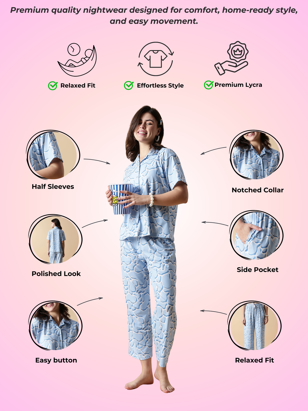 Dreamy cloud lycra womens pajama sets