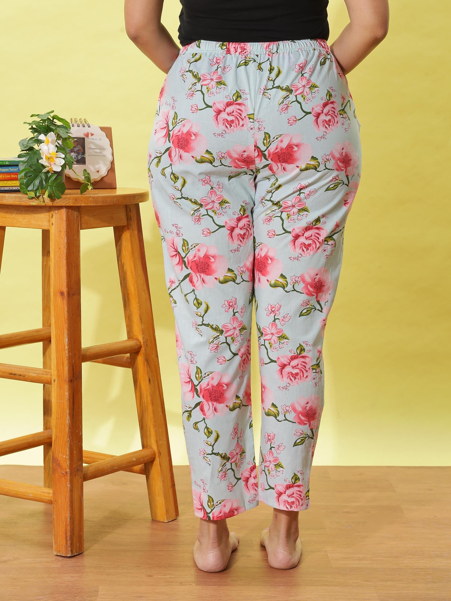 Dusty Rose Grey Floral Cotton Coord Set for Women Ideal for Street Style