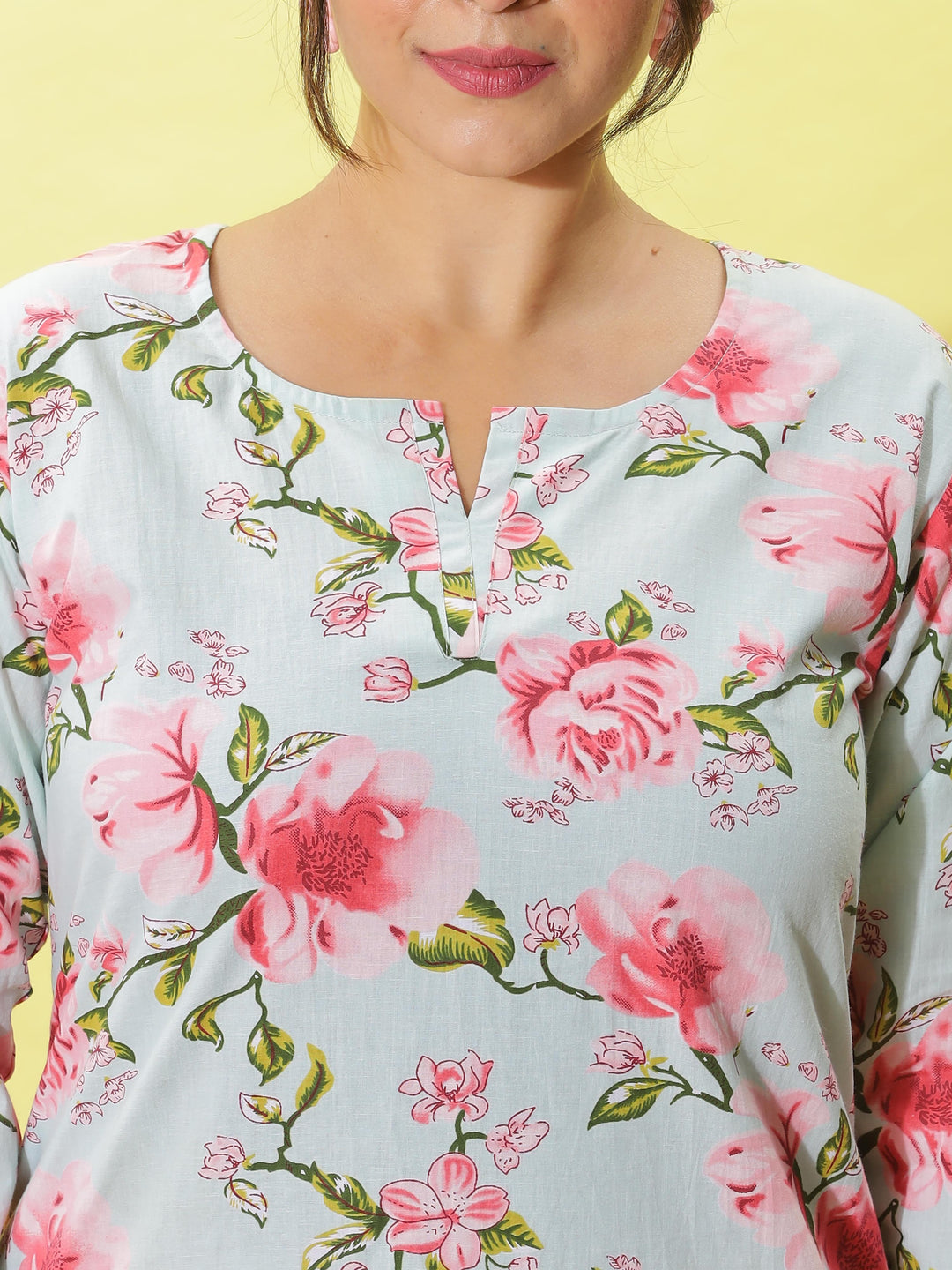 Dusty Rose Grey Floral Cotton Coord Set for Women Ideal for Street Style