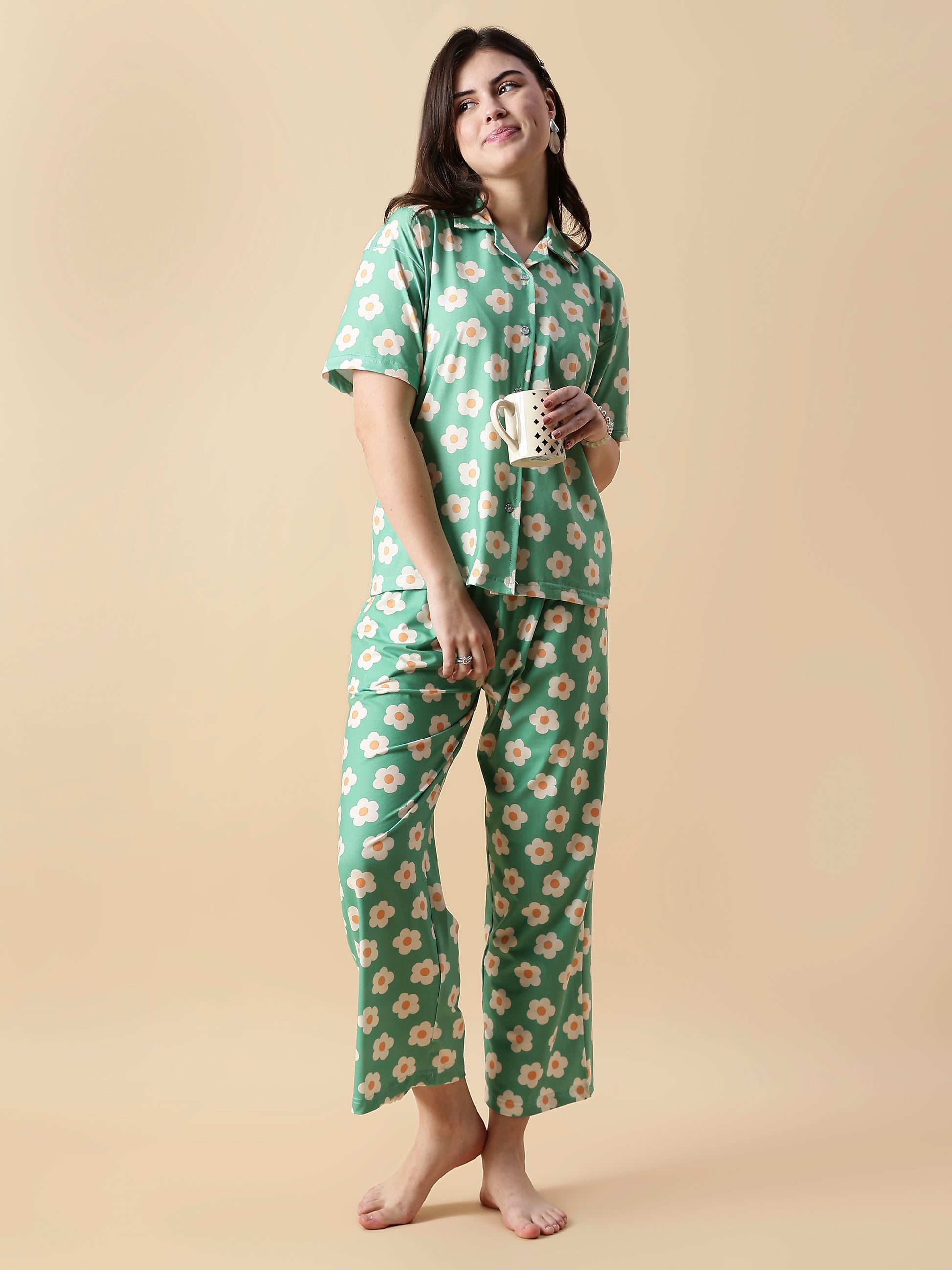 Flower Power Daisy Print Soft Girls Pajama Sets