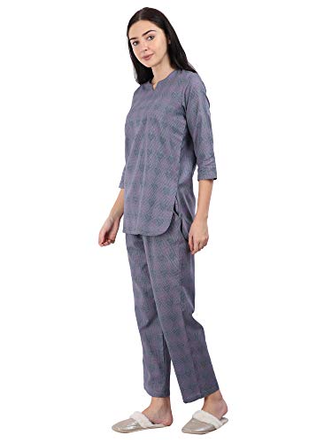Relaxed Twilight Grey Pure Cotton Pajama Set for Women