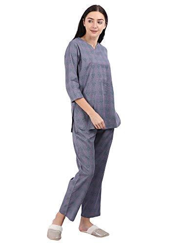Relaxed Twilight Grey Pure Cotton Pajama Set for Women