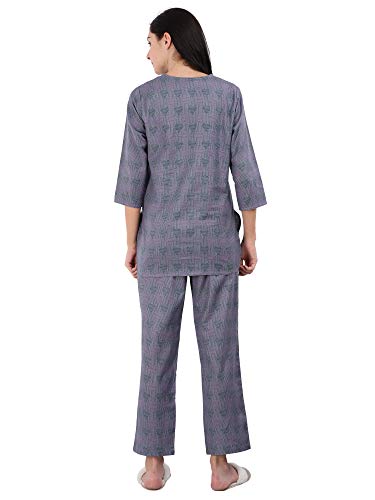 Relaxed Twilight Grey Pure Cotton Pajama Set for Women