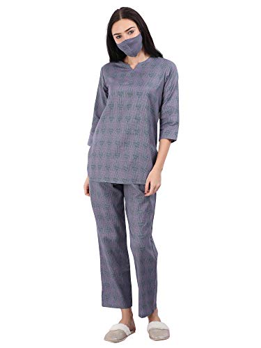 Relaxed Twilight Grey Pure Cotton Pajama Set for Women