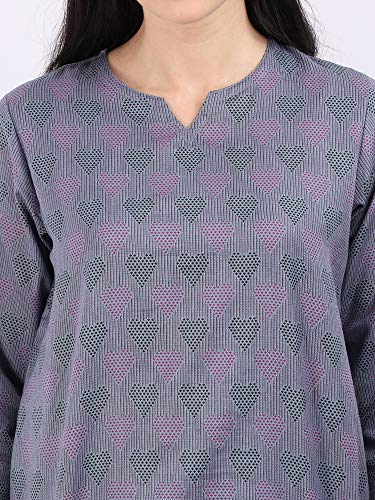 Relaxed Twilight Grey Pure Cotton Pajama Set for Women