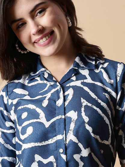 Indigo Doodles Button Down Modern Nighty dress For Girls
