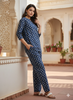 Ink Blue Pure Cotton Coord Sets for Women with Easy All-Day Fit