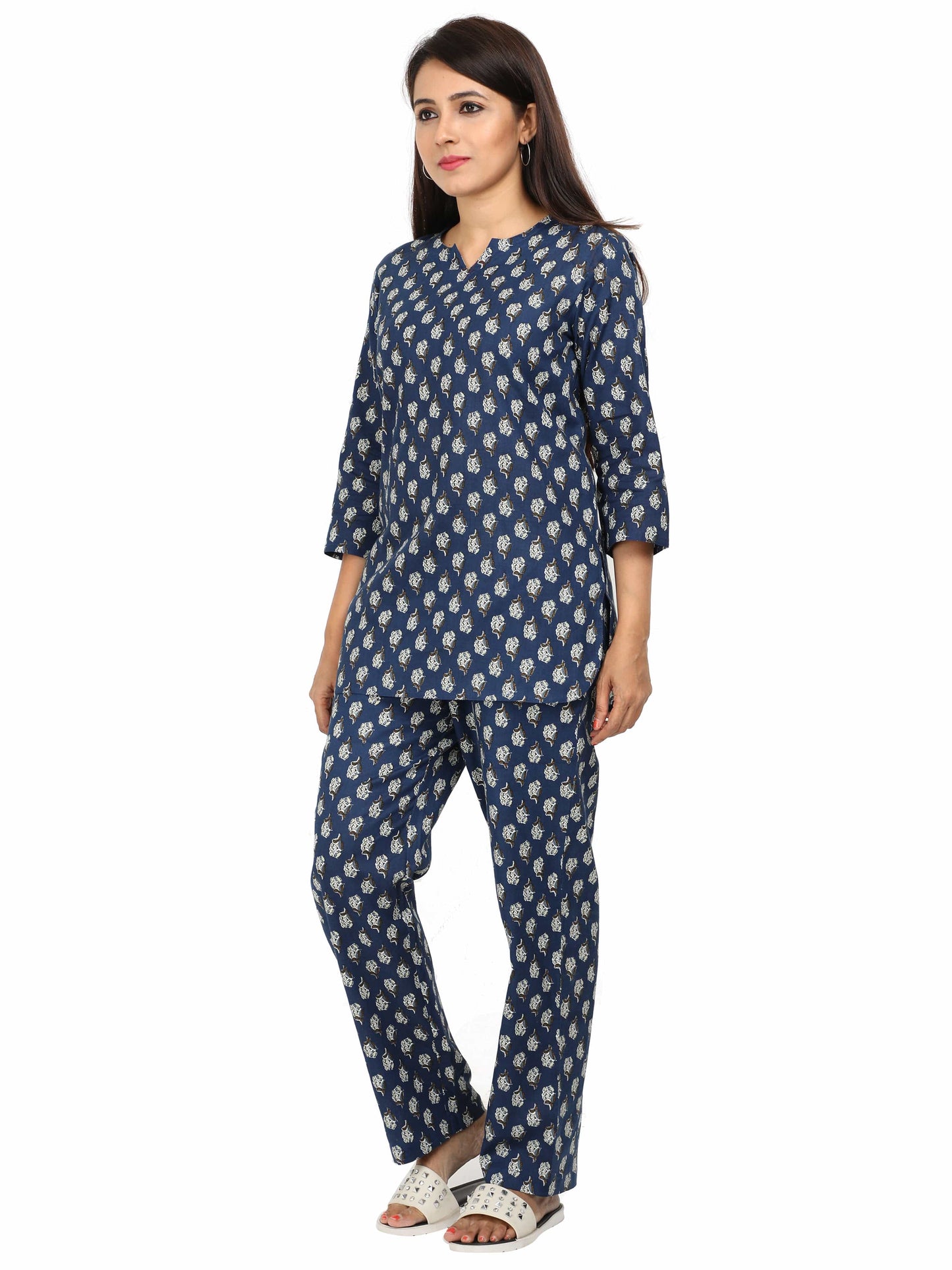 Ink Blue Pure Cotton Coord Sets for Women with Easy All-Day Fit