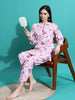 Lavender Blush Floral Cotton Pajama Set for Women