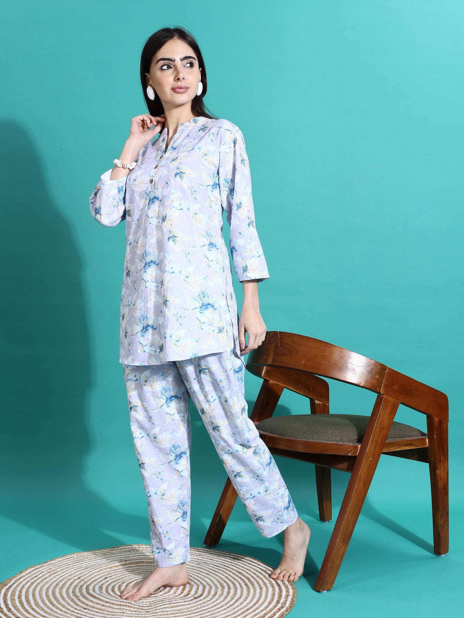 Relaxed Fit Lavender Cotton PJ Set for Girls 