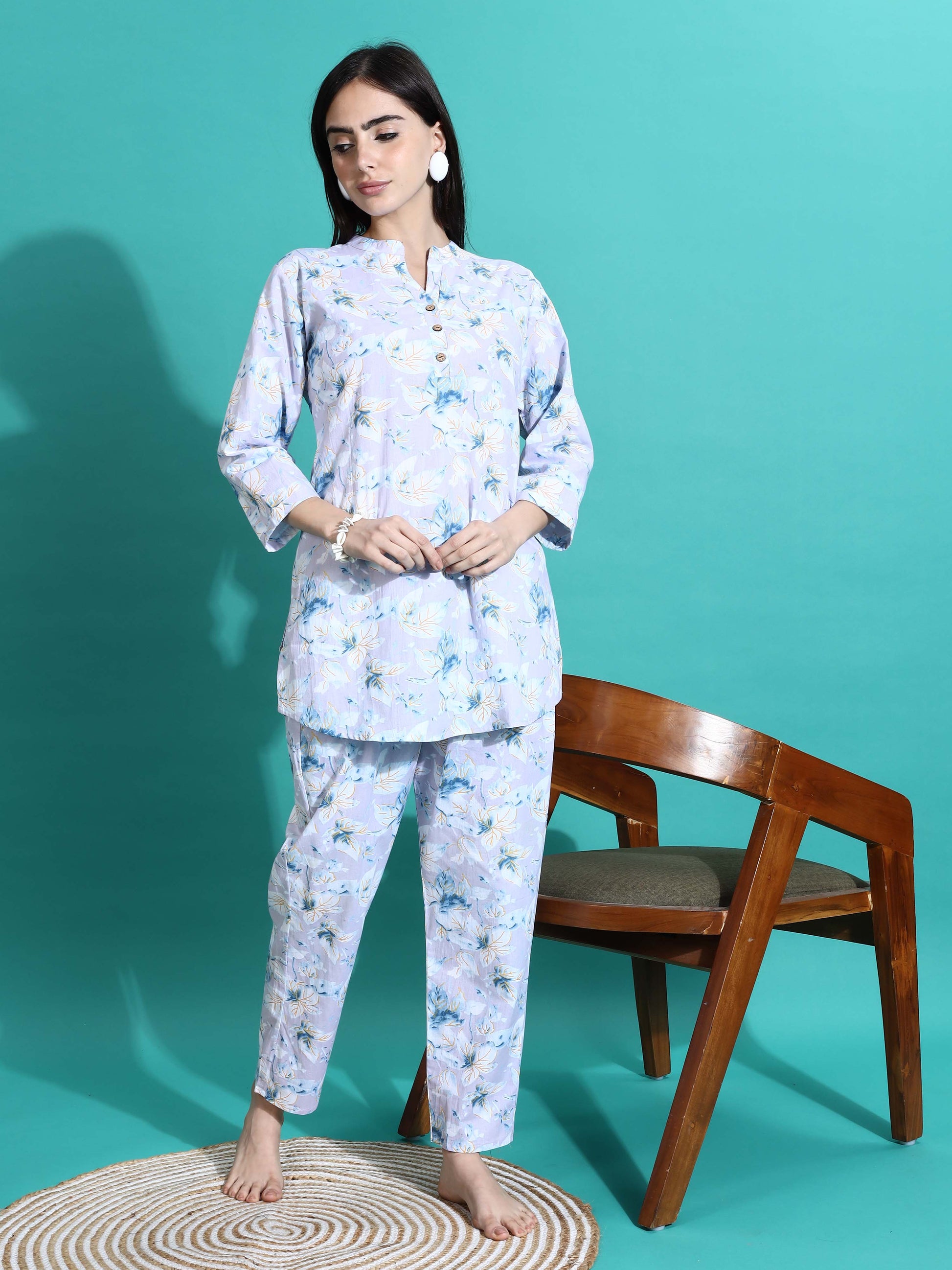 Relaxed Fit Lavender Cotton PJ Set for Girls 