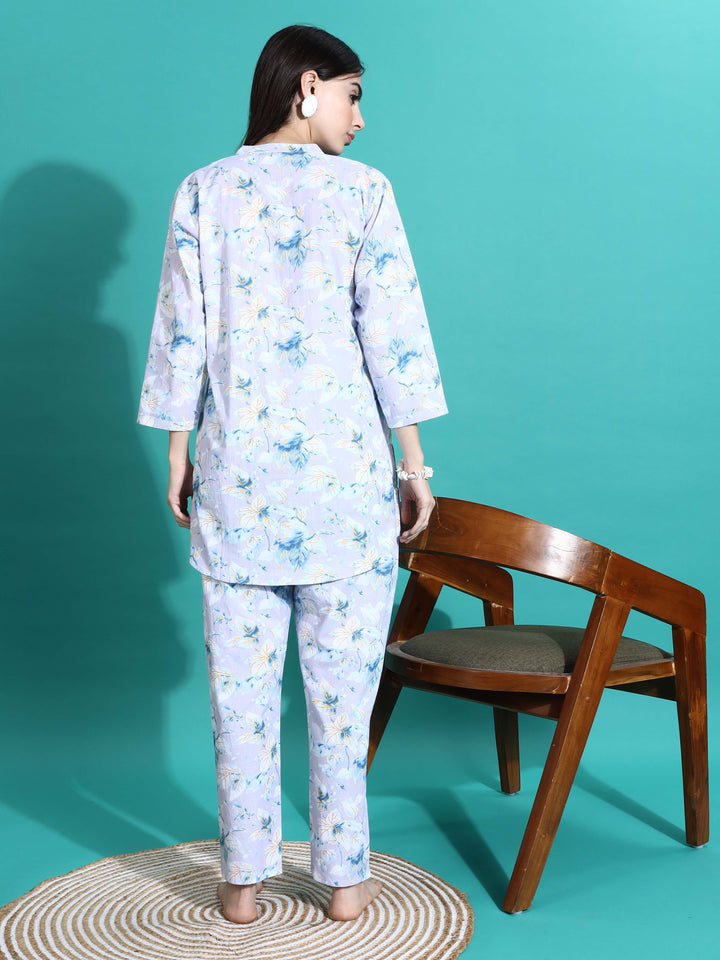 Relaxed Fit Lavender Cotton PJ Set for Girls 