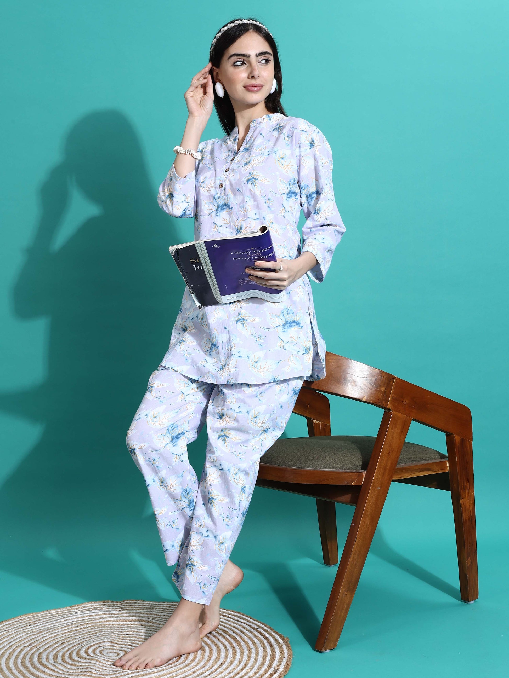 Relaxed Fit Lavender Cotton PJ Set for Girls 