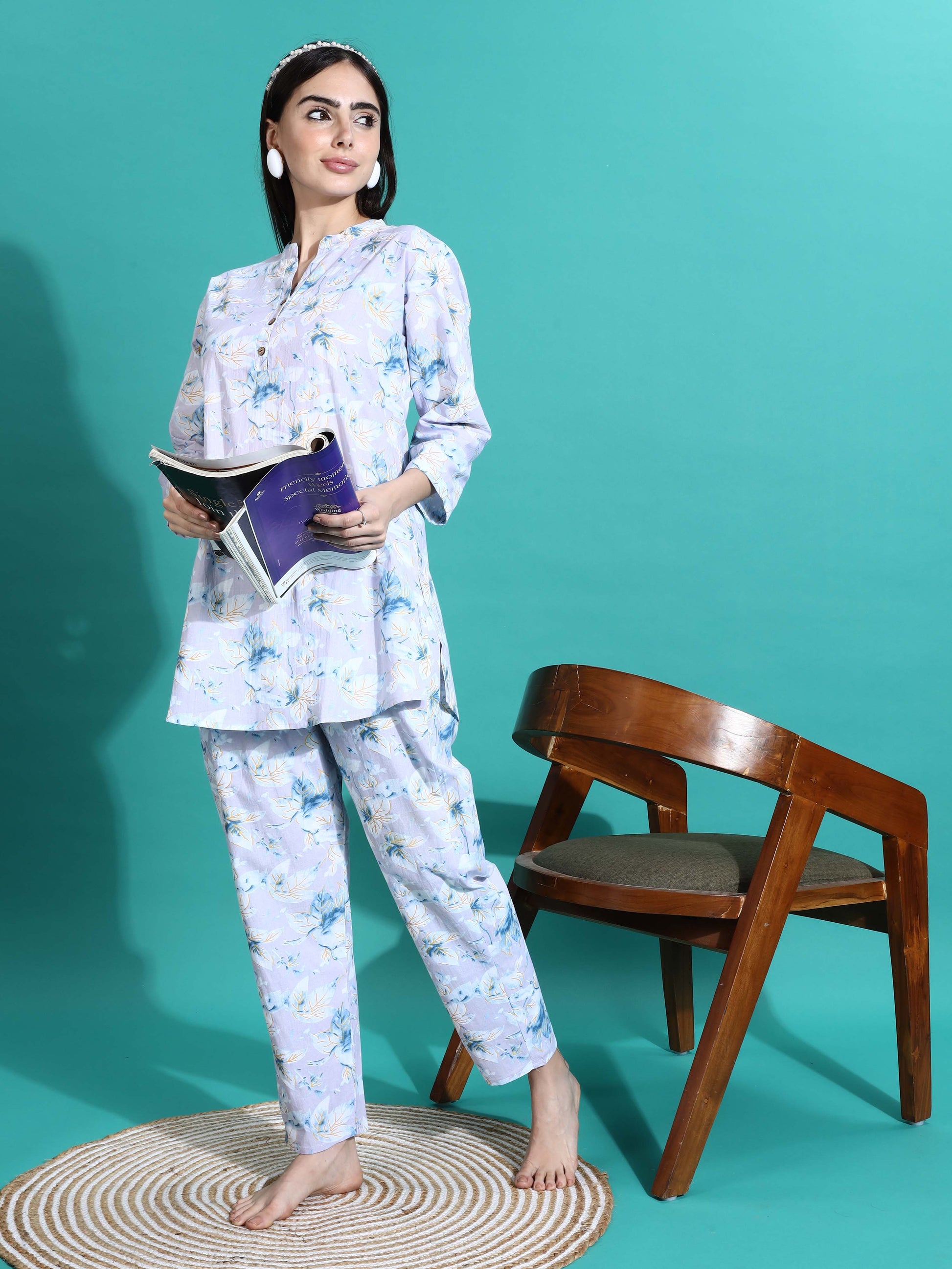 Relaxed Fit Lavender Cotton PJ Set for Girls 