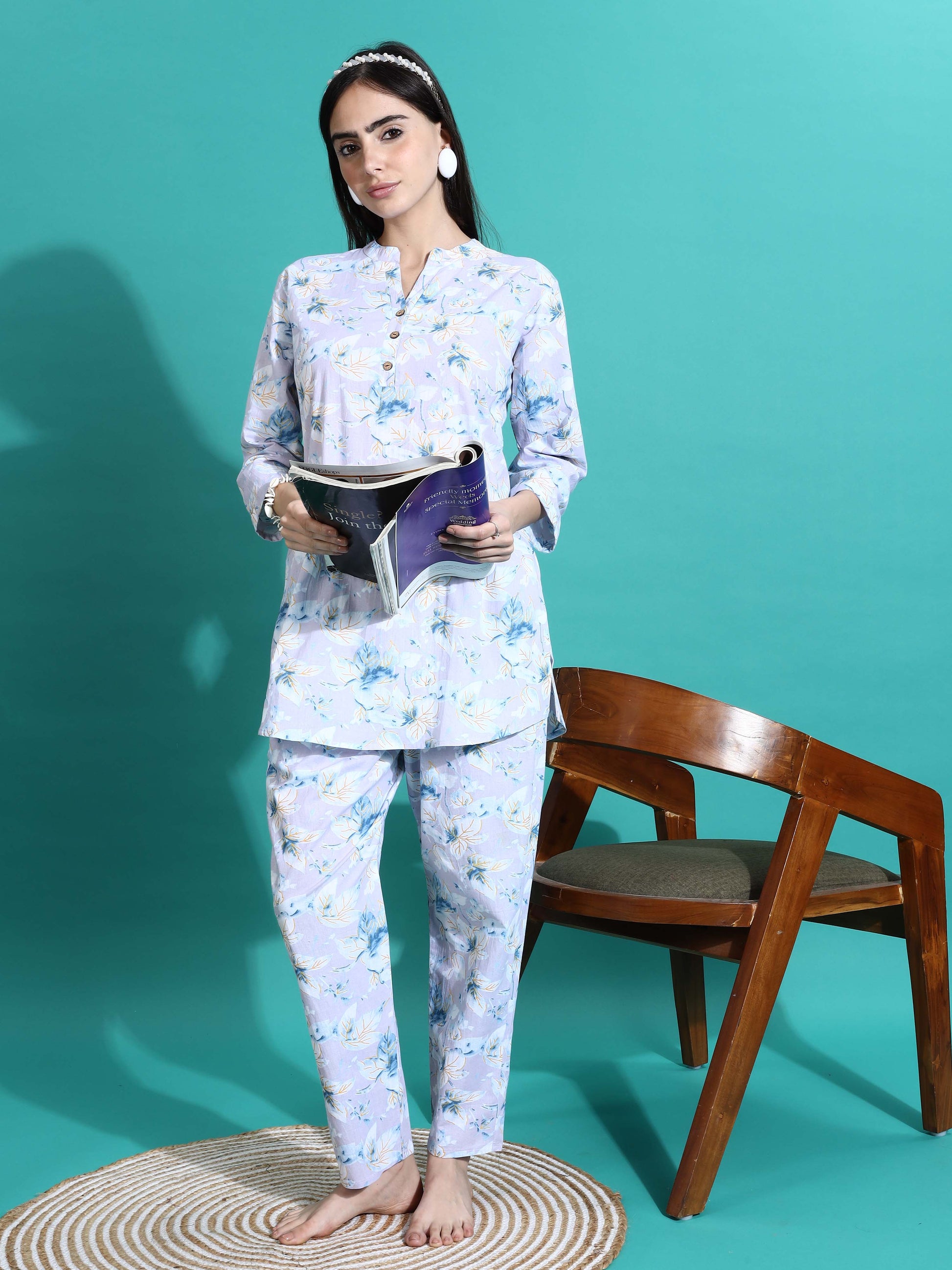 Relaxed Fit Lavender Cotton PJ Set for Girls 