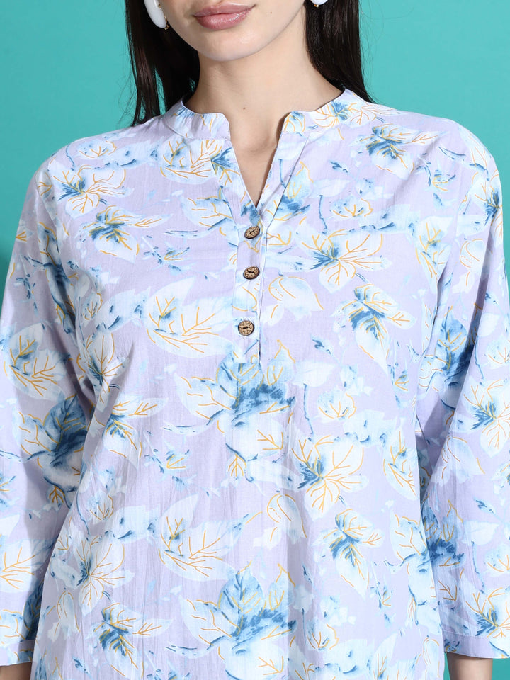 Relaxed Fit Lavender Cotton PJ Set for Girls 