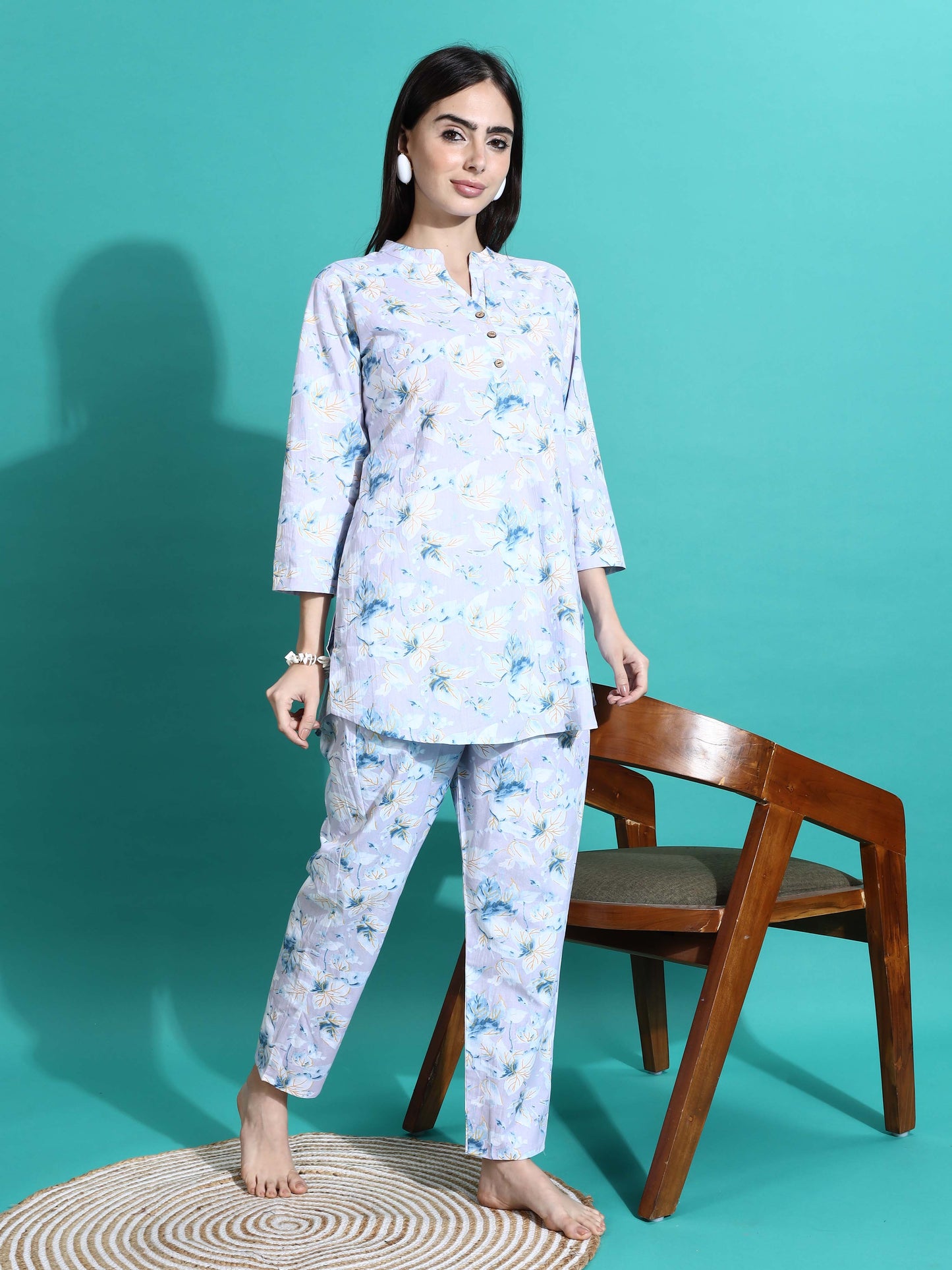Relaxed Fit Lavender Cotton PJ Set for Girls 