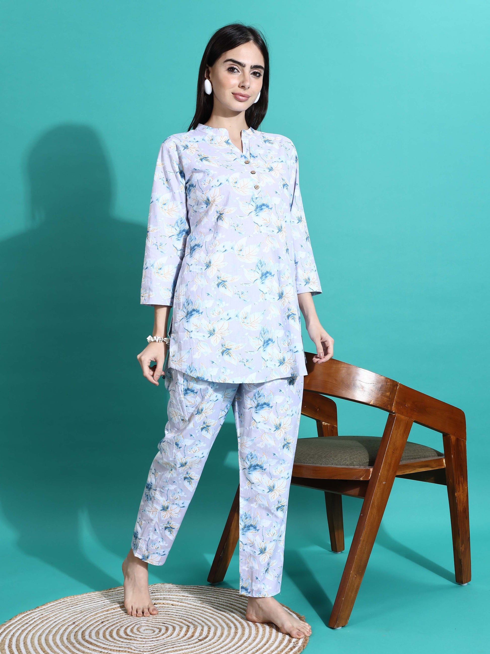 Relaxed Fit Lavender Cotton PJ Set for Girls 