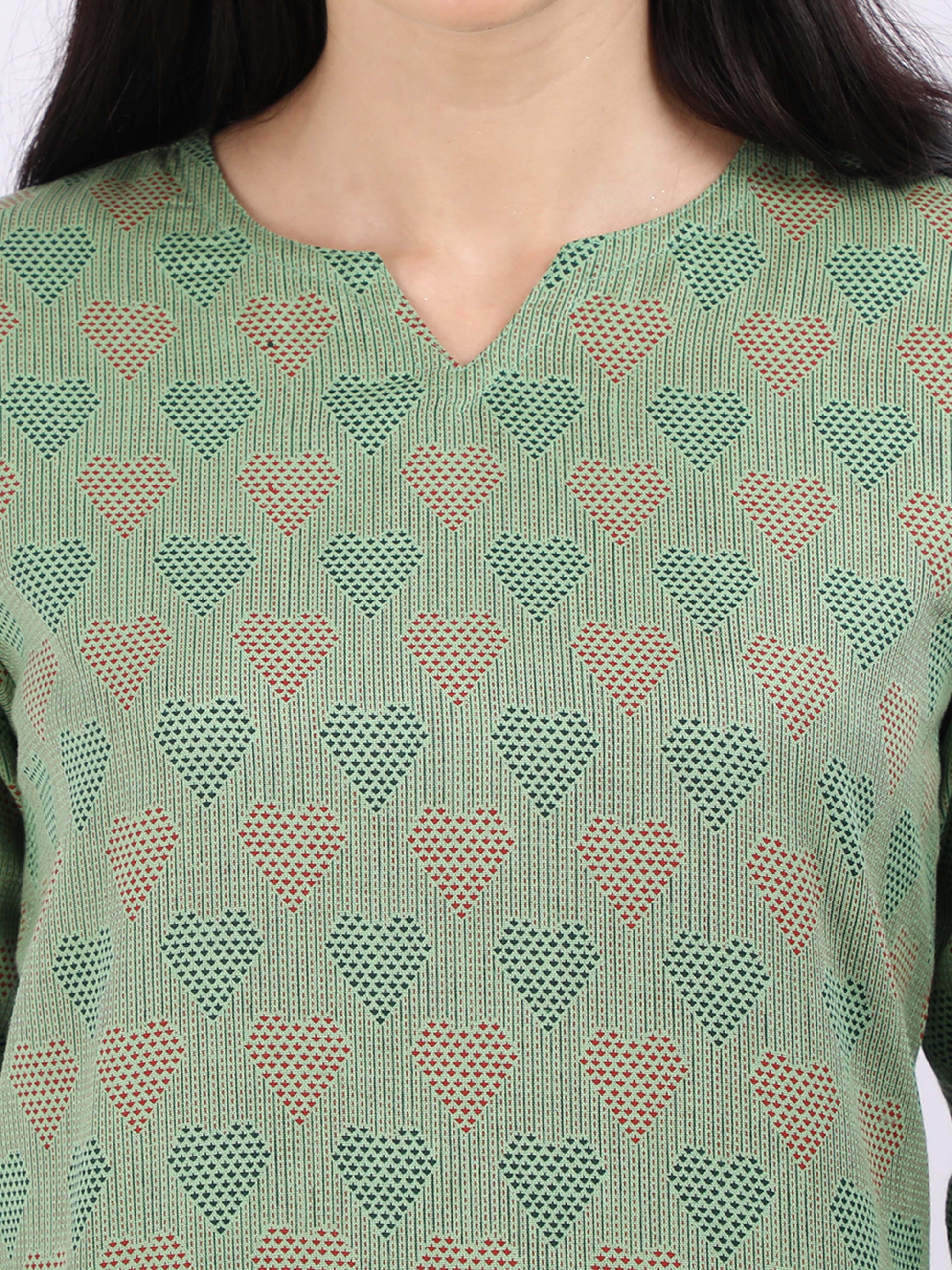 Classy Leaf Green Pure Cotton Pajama Set for Women