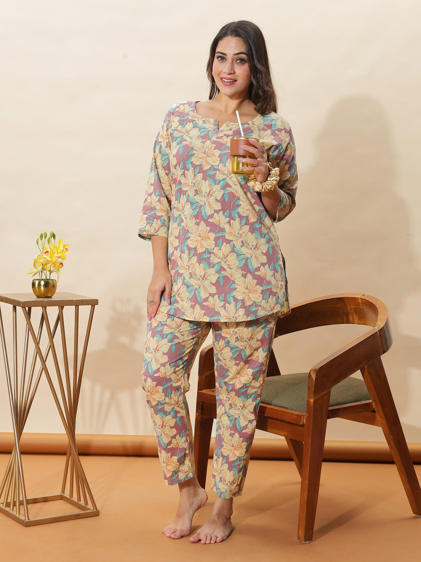 Lemon Spice Cotton Coord Set for Women