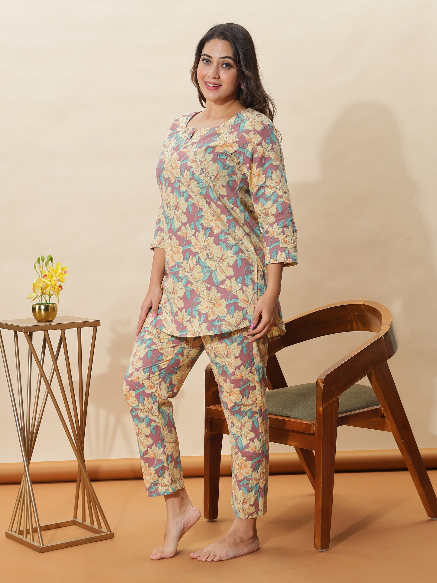 Lemon Spice Cotton Coord Set for Women