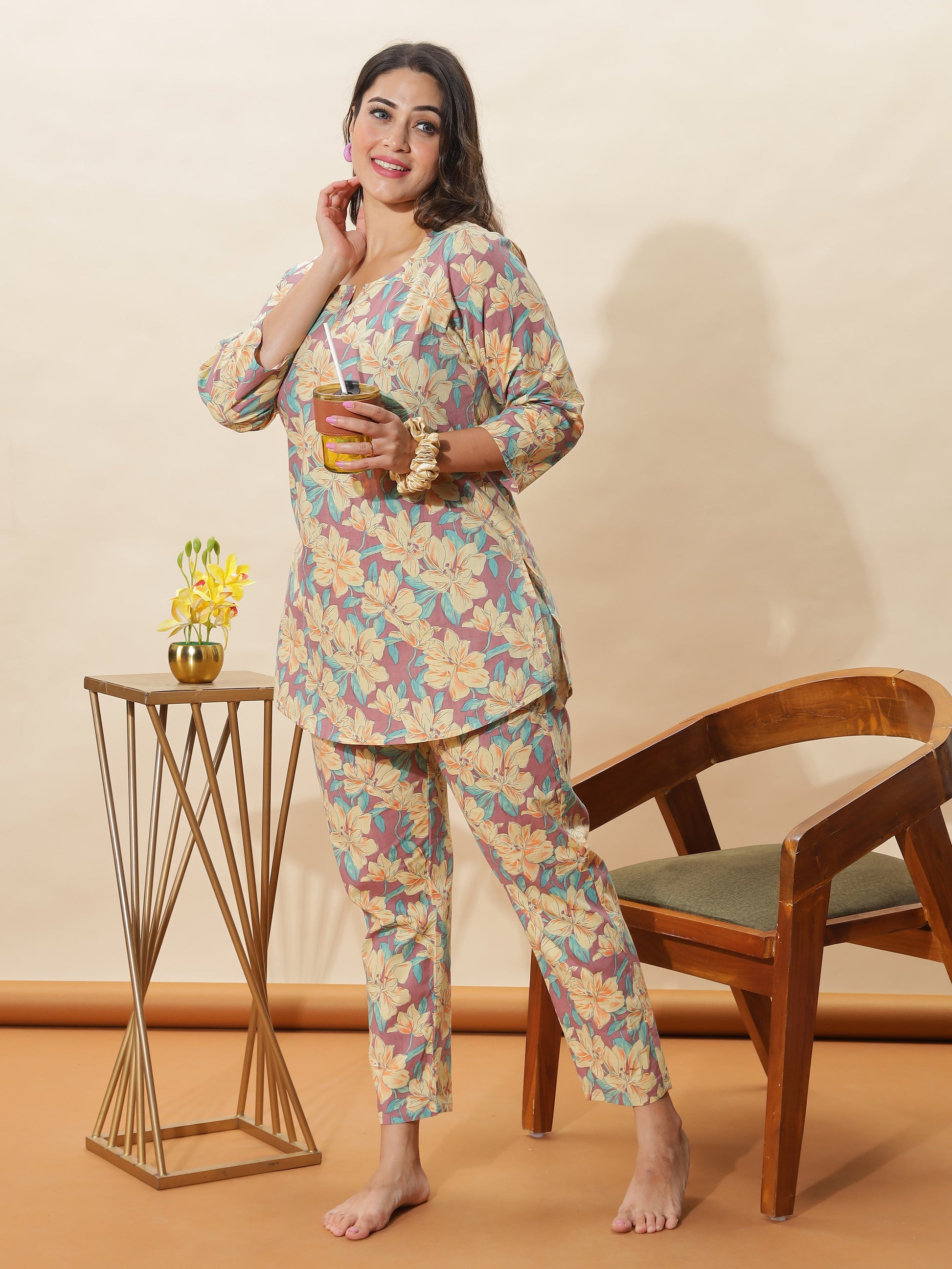 Lemon Spice Cotton Coord Set for Women